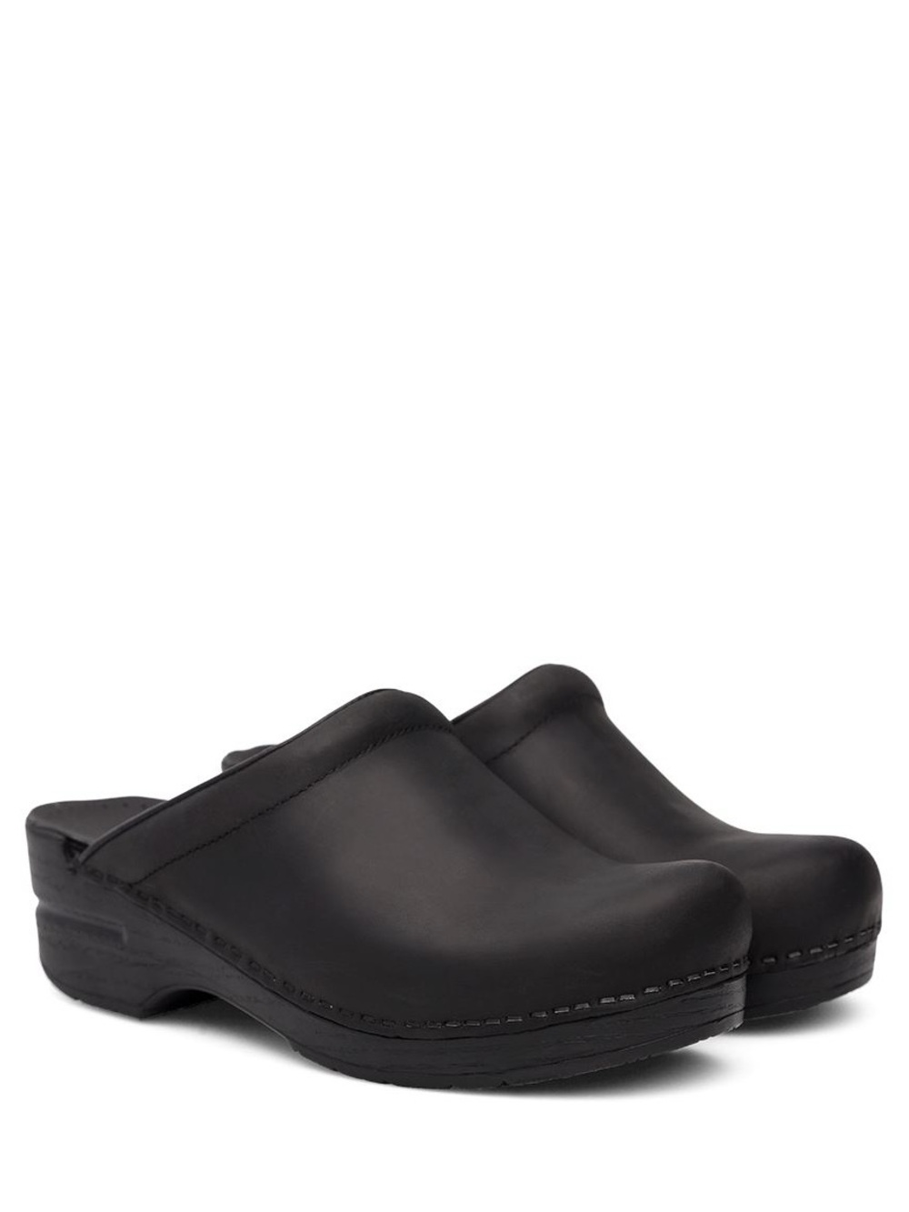 DANSKI Leather 'Sonja' Oiled Clogs in Black